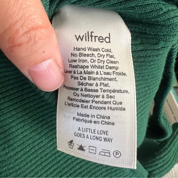 Aritzia Wilfred Ribbed Sweater Jacine Green Cut-Out Knit Top - Picture 9 of 10